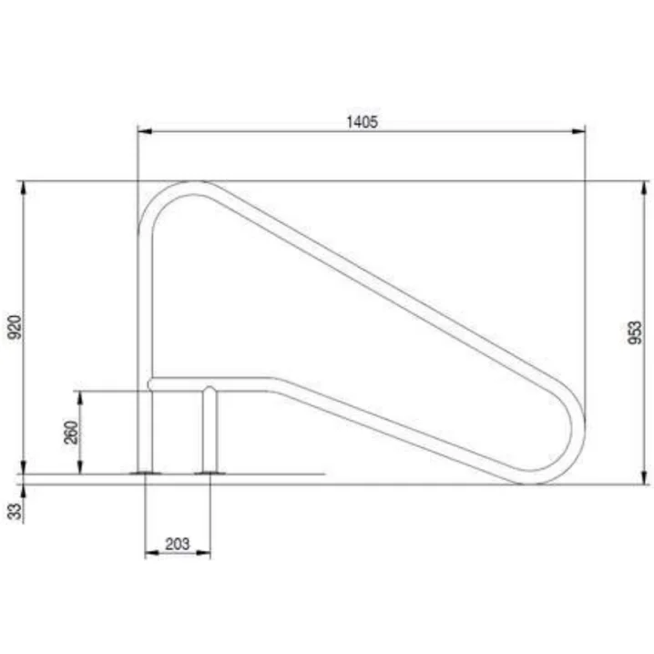 Image for Поручень Flexinox 87188154 для римських сходів FX-02 Nero (1405 мм, фланець, AISI-316L)