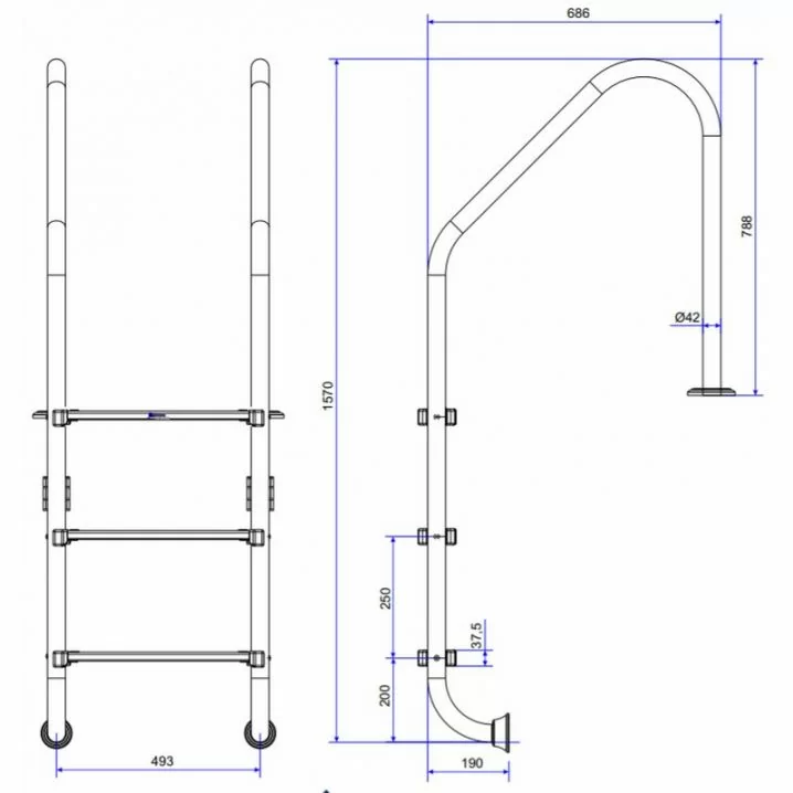 Image for Сходи для басейну Emaux Standard NSL315-SR (3 сходинки), AISI-304