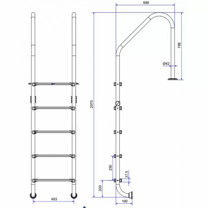 Image for Сходи для басейну Emaux Standard NSL515-SR (5 сходинок), AISI-304