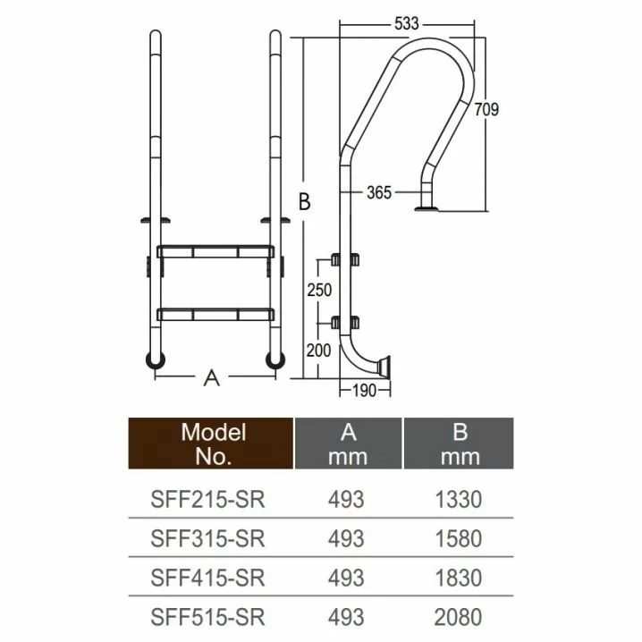Image for Сходи для басейну Emaux Mixta SFF415-SR (4 сходинки), AISI-304
