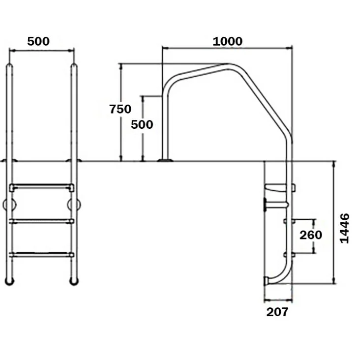 Image for Сходи для басейну Flexinox Overflow Special (5 сходинок), AISI-316L