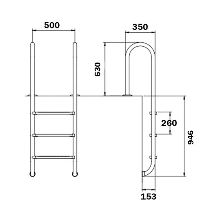 Image for Сходи для басейну Flexinox Muro (3 сходинки), AISI-316L