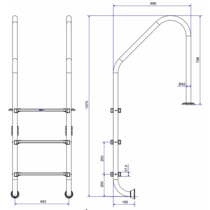 Image for Сходи для басейну Emaux Standard NSL315-SR (3 сходинки), AISI-316
